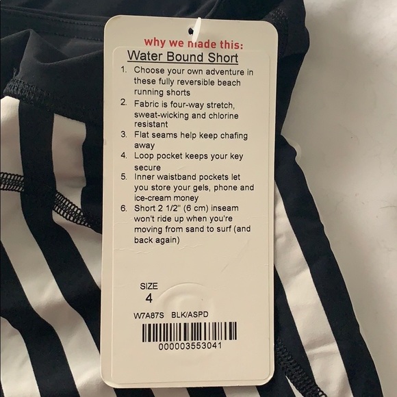 *Lululemon* Black/White, Water Bound Short - Picture 8 of 9